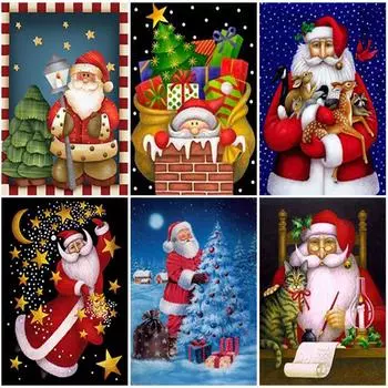 DIY мультфильм снеговик 5D алмазная живопись полная дрель Санта-Клаус Алмазная вышивка Рождественский подарок наборы для вышивки крестом настенное искусство Full Round 20x30CM