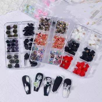 Diy Nail Art 6 Grids Mixed Manicure Bowknot Manicure Nail Charm Flower Mix Nail Decoration Female style 5