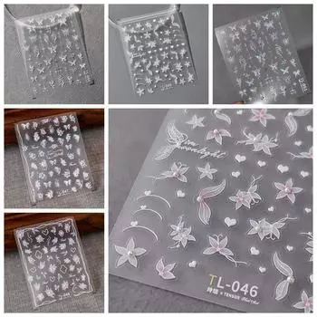 DIY Nail Charms Pearl Flowers Nail Decals Laser Butterfly Nail Decorations Girls A1