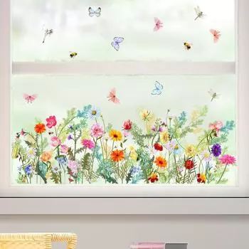 DIY Наклейки на стену Настенные наклейки из ПВХ Наклейки на стену Цветы Наклейки на стену для гостиной Спальни Кухни Домашний декор Обои