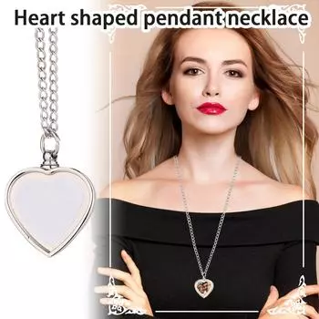 DIY напечатанная на заказ термопереводная бижутерия плоская цепочка пара урна ожерелье в форме сердца кулон One Size