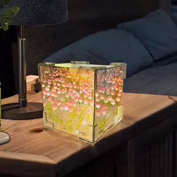 DIY Ночной Светильник Материал Упаковка Зеркало Настольная Лампа Романтический Акриловый Настольный Орнамент для 16 Pink Flowers