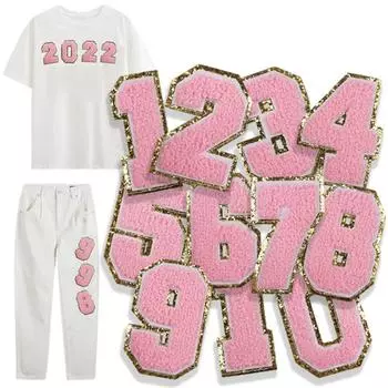 DIY номер патч патч аксессуар для волос буква золотой край вышивка патч A розовый