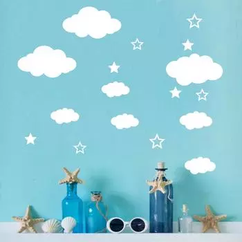 DIY Облака Наклейки На Стены Детская Комната Украшения Дома Искусство One Size синий