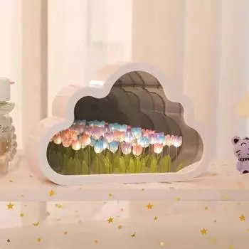 DIY облако тюльпан светодиодный ночник зеркальные настольные лампы украшения для спальни украшения зеркальные настольные лампы прикроватные подарки ручной работы
