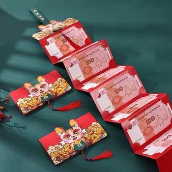 DIY Packing 2025 New Year Packet Fodable Blessing Bag Folding Red Envelope Spring Festival Style 2