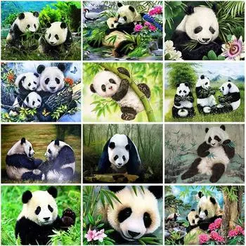 DIY Панда 5D алмазная живопись полная круглая дрель животное Алмазная вышивка крестиком стены искусства смолы домашний декор подарок Full Round 20x30CM