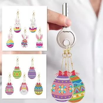 DIY Пасхальный бриллиант-живопись-брелок с кроликом-яйцом-односторонний точечный бриллиант детский подарок декоративный кулон One Size