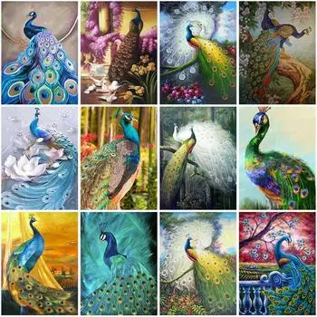 DIY Павлин 5D алмазная живопись полная круглая дрель животное Алмазная вышивка мозаика наборы крестиков настенное искусство домашний декор подарок Full Round 20x30CM