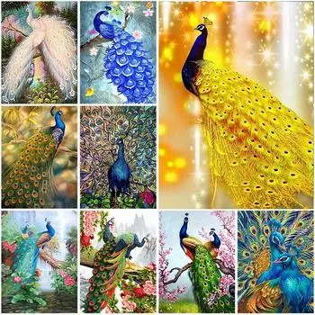 DIY Павлин 5D алмазная живопись полная круглая дрель животное Алмазная вышивка крестиком мозаика смола домашний декор стены книги по искусству подарок Full Round 20x30CM