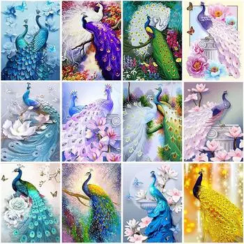 DIY Павлин 5D алмазная живопись полная круглая дрель животное Алмазная вышивка крестиком мозаика наборы стены книги по искусству подарок домашний декор Full Round 20x30CM
