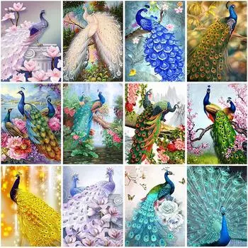 DIY Павлин 5D алмазная живопись полная круглая дрель смола птицы Алмазная вышивка крестиком мозаичные наборы домашний декор настенное искусство Full Round 20x30CM