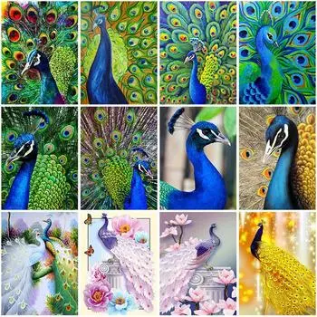 DIY Павлин 5D алмазная живопись полная круглая дрель смола животное Алмазная вышивка крестиком мозаика наборы домашний декор Прямая поставка Full Round 20x30CM