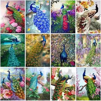 DIY Павлин 5D алмазная живопись полная круглая дрель животное Алмазная вышивка крестиком стразы домашний декор стены книги по искусству подарок Full Round 20x30CM