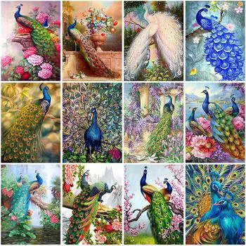 DIY Павлин 5D алмазная живопись животное Алмазная вышивка наборы крестиков полная круглая дрель Алмазная мозаика домашний декор подарок 20X30CM красный