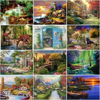 DIY Пейзаж 5D алмазная живопись полная круглая дрель из смолы живописная Алмазная вышивка крестиком мозаика из смолы настенное искусство домашний декор Full Round 20x30CM