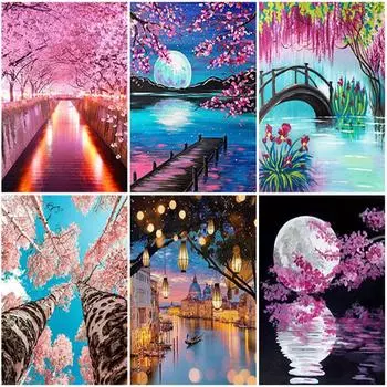 DIY пейзаж 5D алмазная живопись полный круглый дрель мозаика мультфильм Алмазная вышивка крестиком горный хрусталь домашний декор Full Round 20x30CM