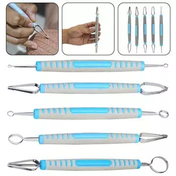 DIY Plastic Handle Double Head Ring Carving Clay Fine Carving Tool Pottery Texture Tool Carving Handmade
