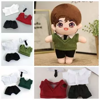 DIY Подарочные игрушки 20 см Куклы Комбинезоны Вязаный свитер Плюшевая кукольная одежда Коллекция подарков светло-зеленый