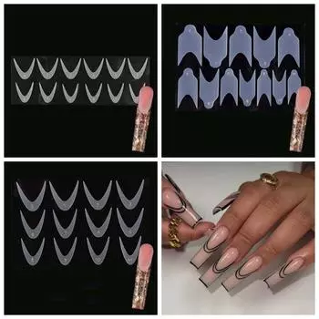 DIY Подвески для ногтей Французские ногти Плесень Наклейки Ложные советы Поли Французская линия Наклейка для ногтей Девушки