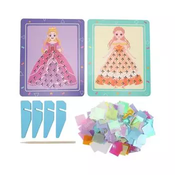 DIY Poking Princess Dress Craft Kit Fine Motor Skill 3D Painting Fine Motor Skill Princess Dress Up фиолетовый