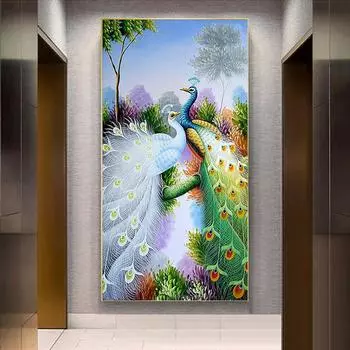 DIY полная дрель алмазная живопись павлин любовь 5D алмазная вышивка животное современное искусство вышивка крестиком гостиная искусство домашний декор 30x60CM