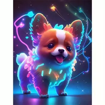 DIY полная круглая алмазная живопись для стартового набора собака вышивка крестиком мозаика животное ручной работы подарок настенные декоры 30x40 см/12x16 дюймов 30x40cm NO Frame