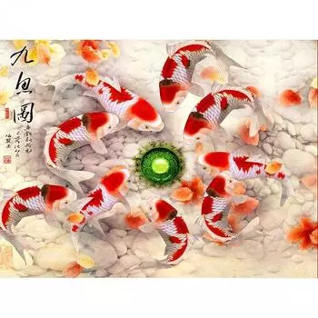 DIY полная круглая алмазная живопись Карп фотографии стразов 5D Алмазная вышивка животных мозаика ремесленный комплект Full Round 20x30CM