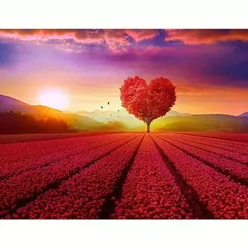 Diy полная круглая алмазная живопись красный цветок Алмазная вышивка дерево стразы фотографии набор для рукоделия 30x40 см/12x16 дюймов 30x40cm NO Frame