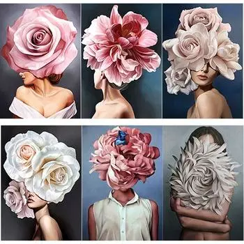 DIY полная круглая алмазная живопись пейзаж вышивка крестиком цветок 5D красивая девушка Алмазная вышивка мозаика домашний декор подарок Full Round 15x20CM