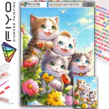 DIY полная круглая алмазная живопись вышивка крестиком 3D милый котенок животное сцена домашнее декоративное искусство алмазная живопись 5d алмазная живопись Full Round 25X37.5CM