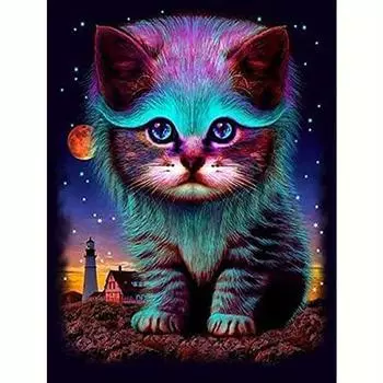 Diy полная круглая алмазная живопись животное кошка мозаика Алмазная вышивка картина из горного хрусталя ручной работы домашний декор 30x40 см/12x16 дюймов 30x40cm NO Frame