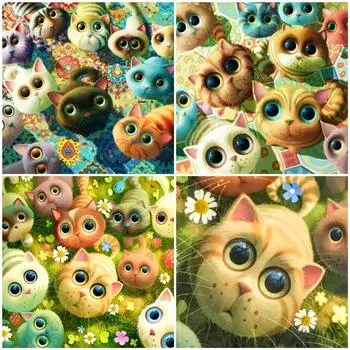 DIY полная круглая/квадратная алмазная живопись кошка горный хрусталь картина вышивка крестиком животное Алмазная вышивка украшение Full Round 30x30CM красный