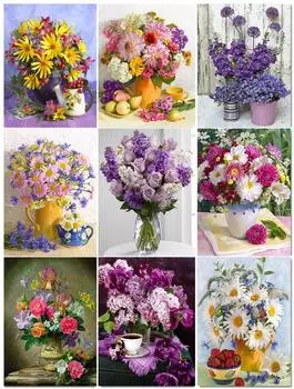 DIY Полный дрель Алмазная картина Цветы Искусство Вышивка Крестом Мозаика Домашний Декор Подарок Full Round 20x25CM