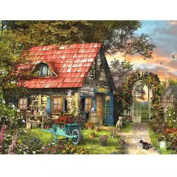 DIY Полная круглая алмазная картина Садовый сарай Мозаика Вышивка крестом 20X30CM