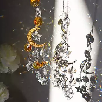 DIY Портативный Креативный Самодельный Оконный Подвесной Лунный Звездный Ловец Солнца Колокольчики Ветра