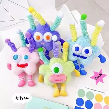 DIY прическа смешные синель палочки брелок плюш большой рот плюшевая подвеска девушки