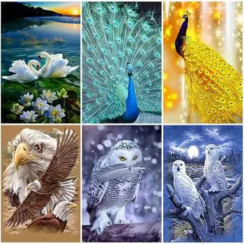 DIY Птица 5D алмазная живопись полная круглая дрель горный хрусталь животное Алмазная вышивка мозаика набор для вышивки крестом домашний декор настенное искусство Full Round 20x30CM