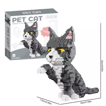 Diy Puzzle Assembly Pet Dog Building Block Simulation Cat Model Children Assembly Miniature Building Block Toy