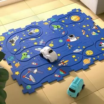 DIY Puzzle Rail Car Building Toys для детей Мультяшные динозавры Гоночный автомобиль Трек Детский подарок на день рождения