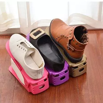 DIY Регулируемый шкаф для обуви, полка для хранения обуви, двухслойная полка для обуви, домашняя полка для хранения, аксессуары для домашнего хранения синий