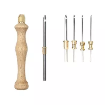 DIY ремесло вязание вышивка ручка деревянная ручка тыкать иглы нитевдеватель удар иглы инструмент