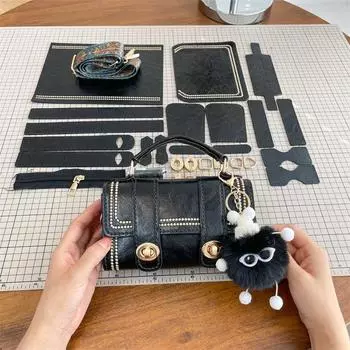 DIY Retro Style Handmade Shoulder Relief Pillow Bag Black Retro full set of materials