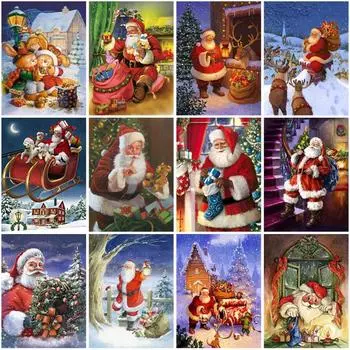 DIY Рождественская алмазная живопись 5D Санта-Клаус Алмазная вышивка Мозаика Набор для вышивки крестом Ремесла Подарок Настенное искусство Домашний декор Full Round 20x30CM