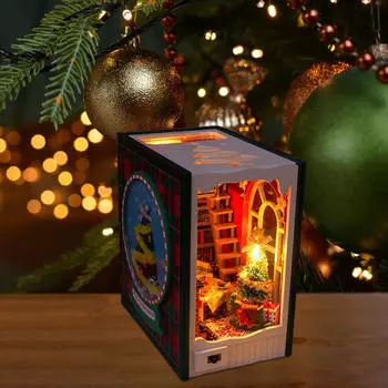 DIY Рождественская книга Booknook Наборы Мини-дом Изготовление Диорамы Декор Миниатюрное здание