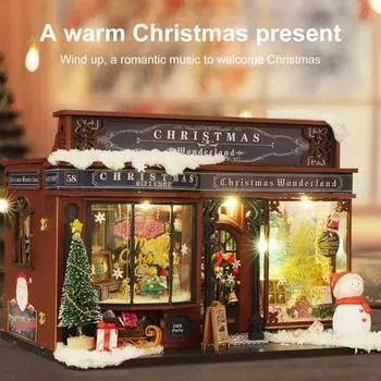 DIY Рождественский миниатюрный домик-комплект светодиодный мини-домик с мебелью