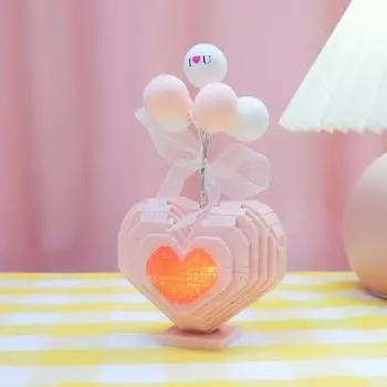DIY розовый воздушный шар с любовью, украшения, строительные блоки, 999 шт., подарок на Рождество, День святого Валентина, чтобы собрать строительный блок, реклама
