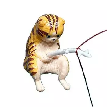 DIY Рыболовные котята Смола Кот Рыбалка Украшение Милые Рыболовные Коты Украшения Акваскейп I