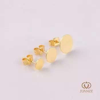 DIY S925 Pure Silver Ear Pin Ornament Accessories Gilded 6mm(18K gold 1 pair with earplugs)
