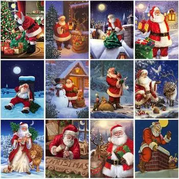 DIY Санта-Клаус 5D Алмазная картина Полный круглый дрель Рождественская Алмазная вышивка Мозаика Домашний декор Настенное искусство Full Round 20x30CM